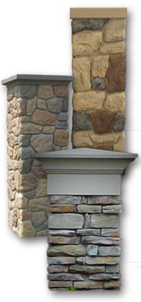 Brick column, Stone column, Faux brick and stone