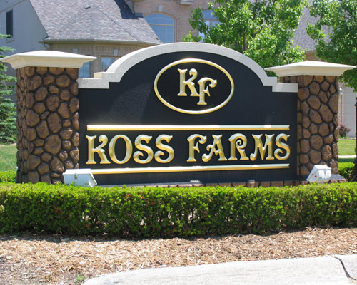 subdivision sign, faux stone, monument sign, dimensional letters, outdoor monument